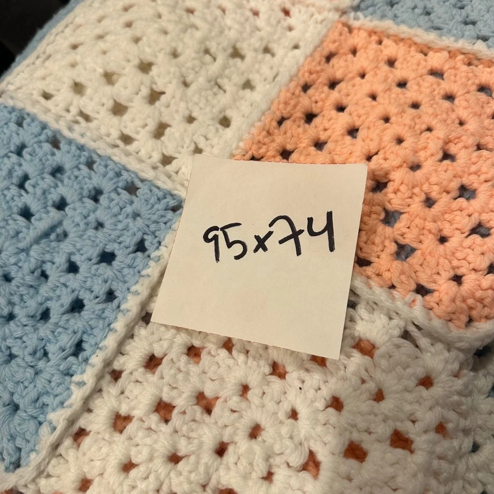 Handmade Crochet Granny Square Blanket 95x74